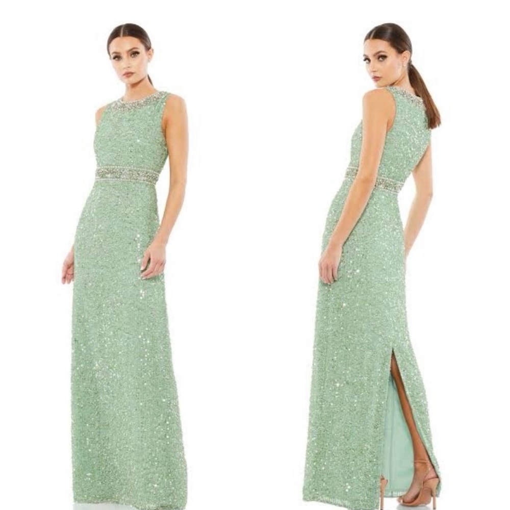 Mac Duggal Sparkling Mint Green Midi Dress